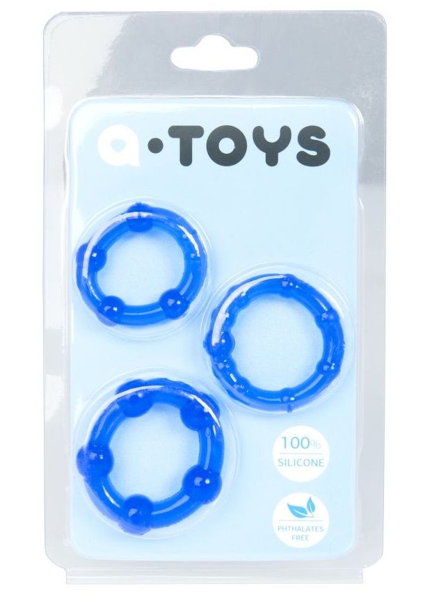Набор из 3 синих эрекционных колец A-toys  769004-6 - цена 