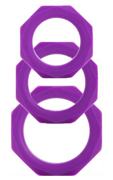 Набор из 3 фиолетовых эрекционных колец Octagon Rings 3 sizes  Shots Media BV SHT092PUR - цена 