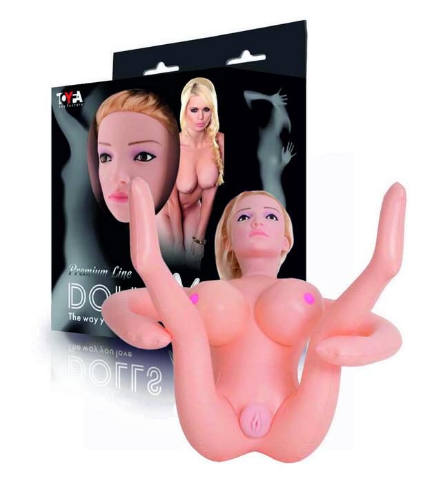 Надувная секс-кукла с реалистичной головой и поднятыми ножками ToyFa 117015 - цена 