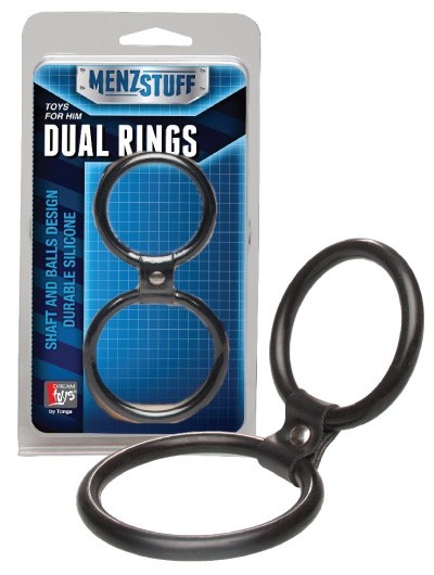 Чёрное двойное эрекционное кольцо Dual Rings Black Dream Toys 20025 - цена 
