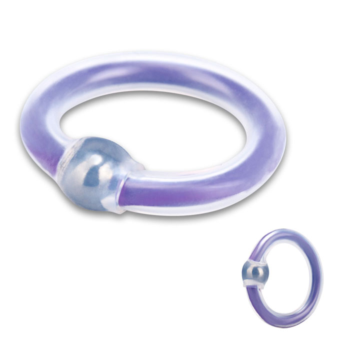 Эрекционное бело-фиолетовое кольцо на пенис с шариком Erotic Fantasy EF-T027-CPUR - цена 