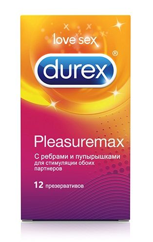 Рельефные презервативы с точками и рёбрами Durex Pleasuremax - 12 шт. Durex Durex Pleasuremax №12 - цена 