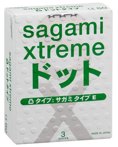 Презервативы Sagami Xtreme Type-E с точками - 3 шт. Sagami Sagami Xtreme Type-E №3 - цена 392 р.
