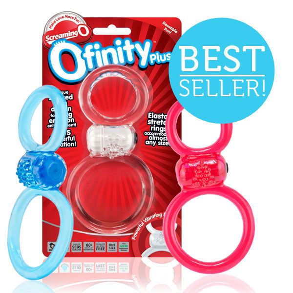 Красное двухпетельное кольцо с вибрацией Ofinity Plus Screaming O OFYP-R-101 - цена 