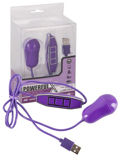 Фиолетовое виброяйцо с питанием от USB Powerful X  584401 794 р.