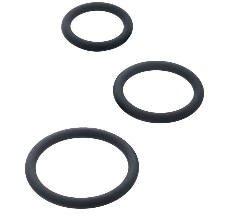 Набор из 3 чёрных эрекционных колец ToyFa 901404-5 - цена 