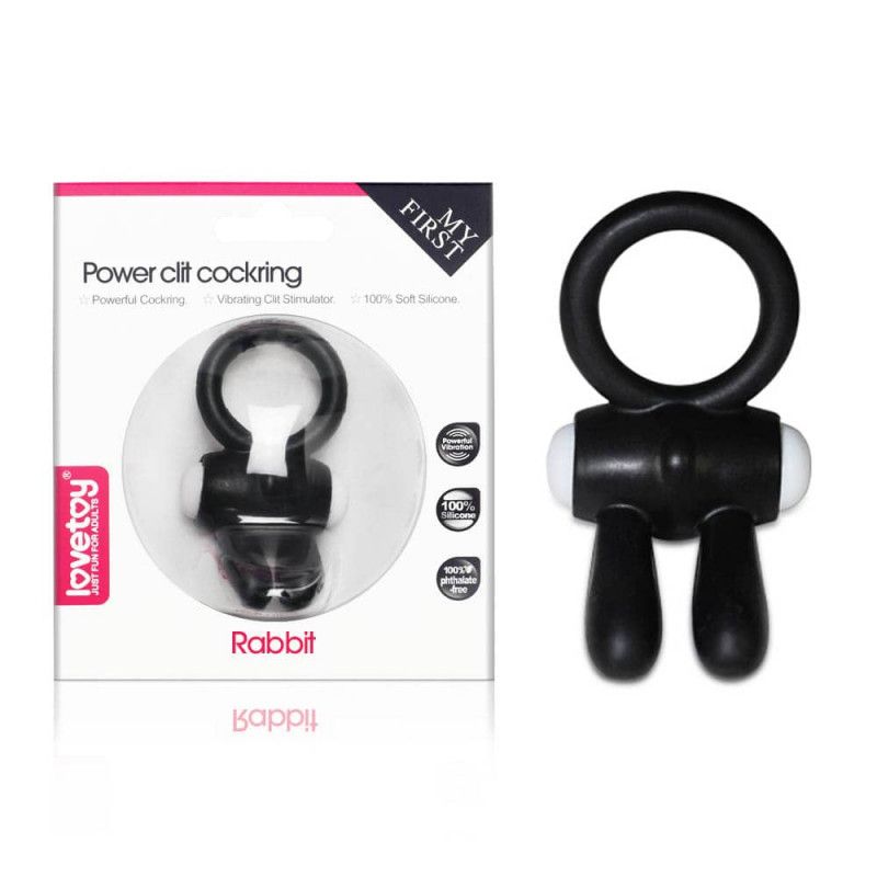 Чёрное виброкольцо для пениса Power Clit Silicone Cockring Lovetoy LV1422-black - цена 