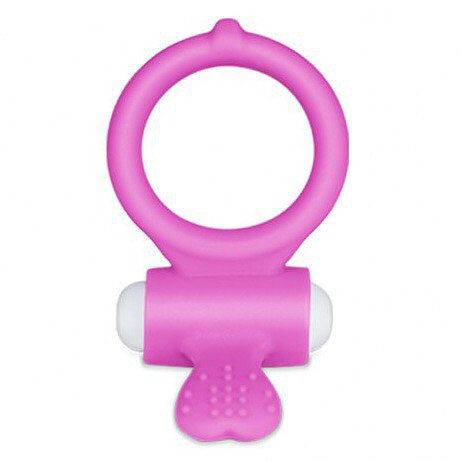 Розовое виброкольцо для пениса Power Heart Clit Cockring Lovetoy LV1421-pink - цена 