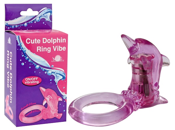 Фиолетовое эрекционное кольцо с клиторальным стимулятором-дельфином Howells 32010-purple - цена 
