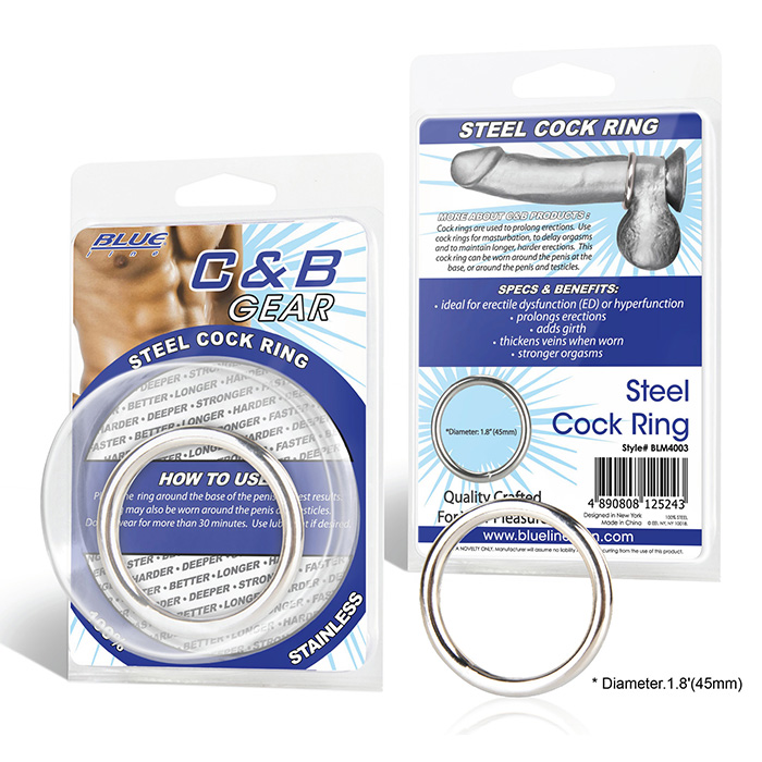Стальное эрекционное кольцо STEEL COCK RING - 4.8 см. BlueLine BLM4003 - цена 