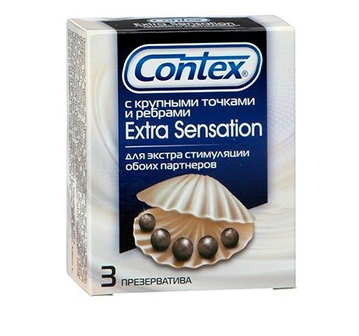 Презервативы с крупными точками и рёбрами Contex Extra Sensation - 3 шт. Contex Contex Extra Sensation №3 - цена 
