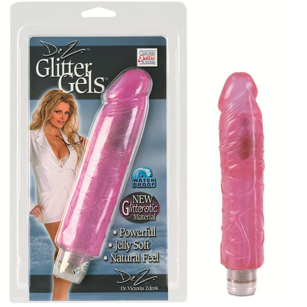 Реалистичный розовый вибратор Glitter Gels Vibrating Dong - 18 см. California Exotic Novelties SE-5814-10-2 - цена 