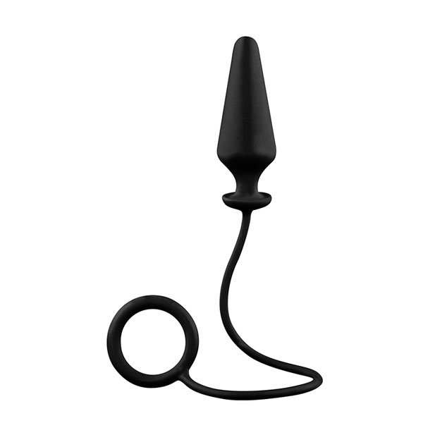 Чёрное эрекционное кольцо с анальной пробкой MENZSTUFF 4INCH SINGLE RING ANAL PLUG Dream Toys 21277 - цена 