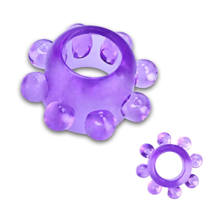 Тянущееся фиолетовое кольцо с массажными шариками Erotic Fantasy EF-T041-CPUR - цена 