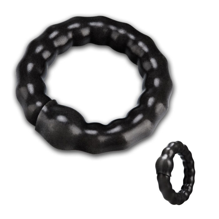 Черное кольцо на пенис с шариками Erotic Fantasy EF-T024-CBLK - цена 