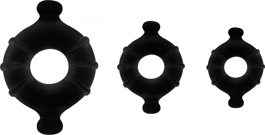 Набор из 3 эрекционных колец Gummy Ring Set Shots Media BV SHT372BLK - цена 