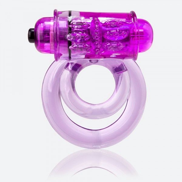 Фиолетовое двойное виброкольцо со стимулятором клитора Doubleo 6 Screaming O DBL06-PU-110 - цена 