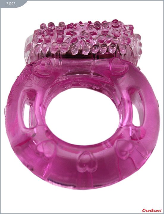 Эрекционное кольцо с виброэлементом и пупырышками Eroticon 31005 - цена 