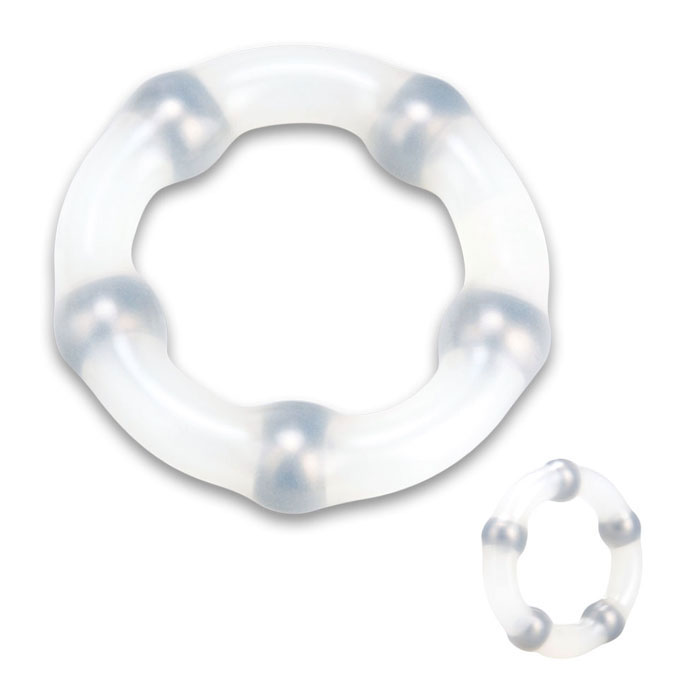 Белое эрекционное кольцо с 5 шариками Erotic Fantasy EF-T028-CLR - цена 