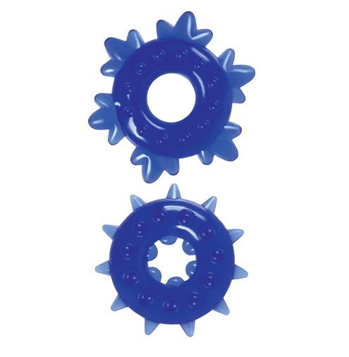 Набор из 2 синих эрекционных колец Spike Rings NS Novelties NSN-1116-77 - цена 