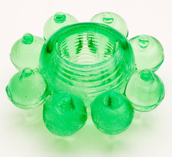 Зеленое эрекционное кольцо-цветок ToyFa 818001-7 - цена 