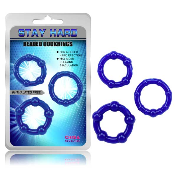 Набор синих стимулирующих колец Stay Hard Chisa 330300013 - цена 