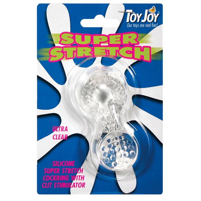 Прозрачное эрекционное кольцо с клиторальным язычком  Super Stretch  Toy Joy 3006009579 - цена 