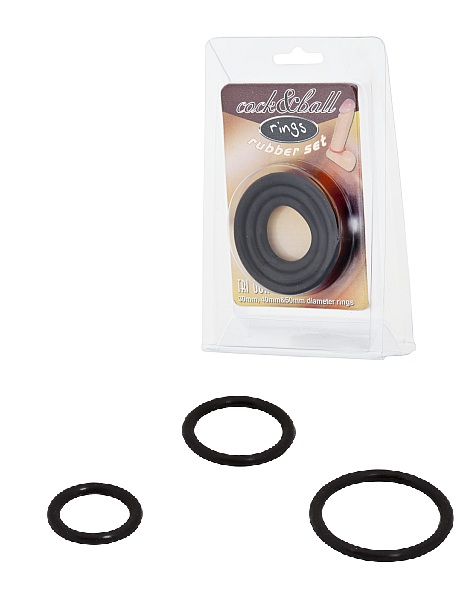 Набор из 3 чёрных колец различного диаметра Baile BI-026013 - цена 