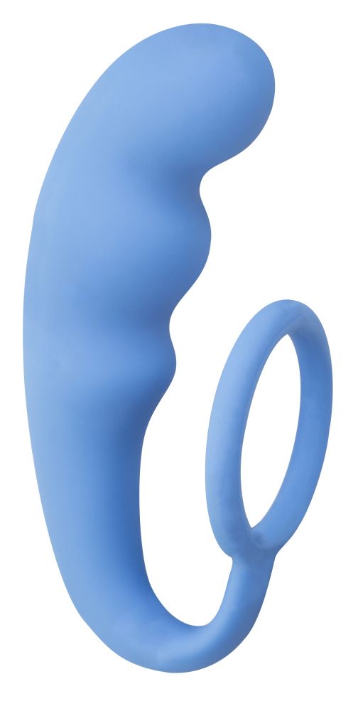 Голубое эрекционное кольцо с анальным стимулятором Mountain Range Anal Plug Lola toys 4218-03Lola - цена 
