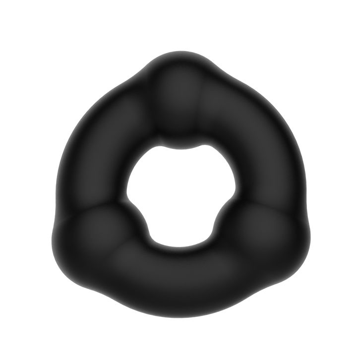 Черное эрекционное кольцо с 3 шариками Baile BI-210183 - цена 