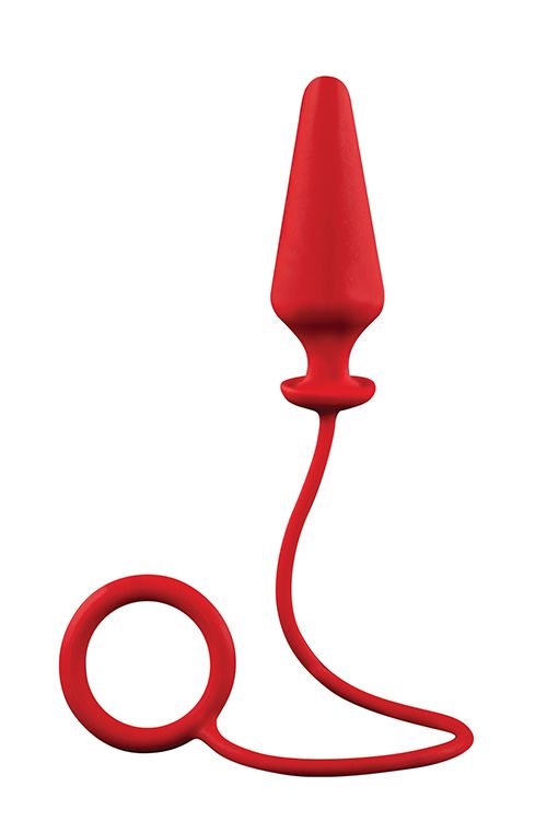 Красное эрекционное кольцо с анальной пробкой MENZSTUFF 4INCH SINGLE RING ANAL PLUG Dream Toys 21276 - цена 