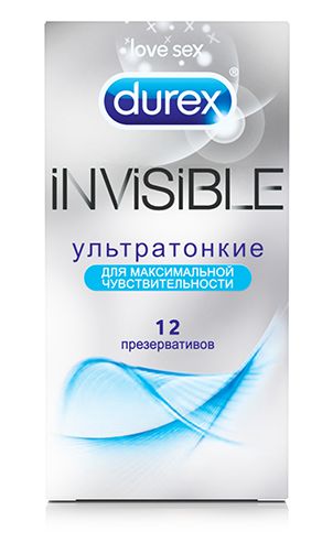 Ультратонкие презервативы Durex Invisible - 12 шт. Durex Durex Invisible №12 - цена 