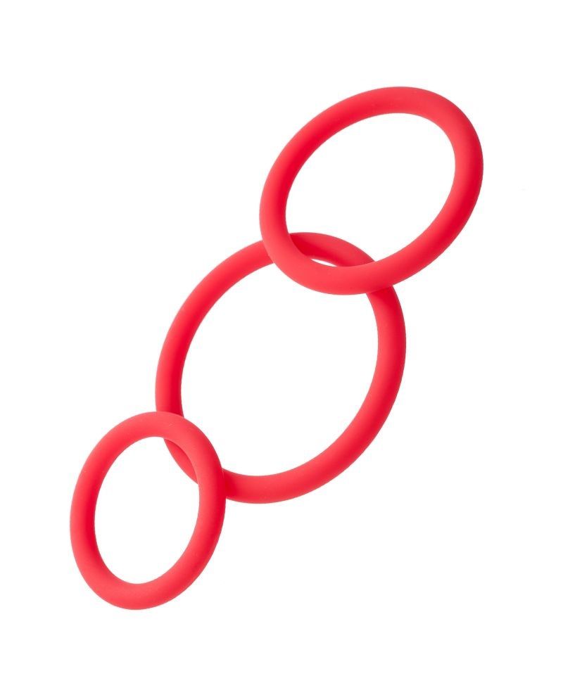 Набор из 3 красных эрекционных колец различного диаметра ToyFa 901404-9 - цена 