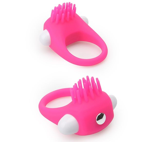 Розовое эрекционное кольцо с щеточкой LIT-UP SILICONE STIMU RING 5 Dream Toys 21234 - цена 