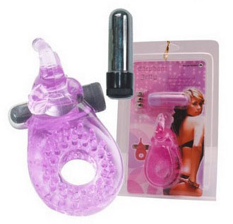 Фиолетовое эрекционное кольцо с вибрацией и коготком для стимуляции клитора Sextoy 2011 00238-3 - цена 