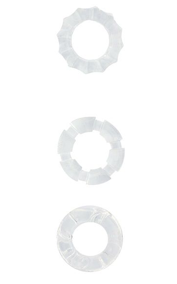 Набор из 3 прозрачных эрекционных колец MENZSTUFF STRETCHY COCK RINGS Dream Toys 20835 - цена 