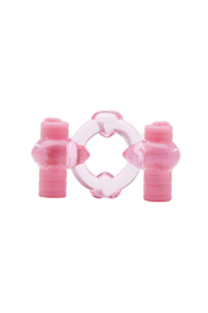 Розовое эрекционное кольцо с вибрацией Duovibrus III X-TOY XT10321-11 - цена 