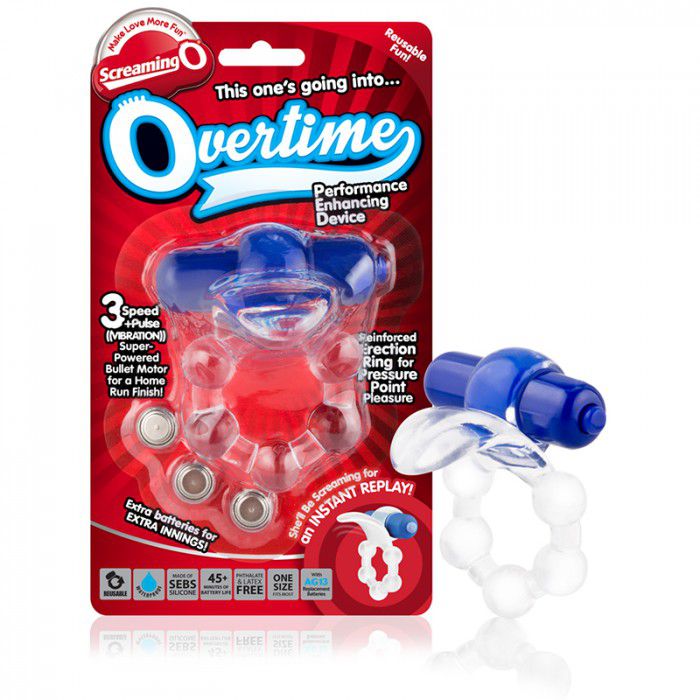Виброкольцо с язычком и синим виброэлементом Overtime Screaming O OT-BU-110 - цена 