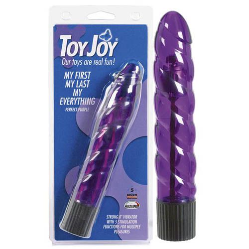 Фиолетовый вибратор со спиралевидным рельефом и 5 режимами вибрации - 20 см. Toy Joy 3006009243 - цена 