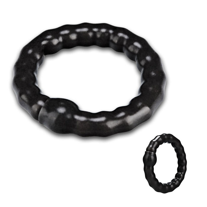 Большое черное кольцо на пенис с шариками Erotic Fantasy EF-T025-CBLK - цена 