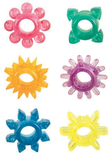Набор из 6 разноцветных эрекционных колец Senso 6 Pak California Exotic Novelties SE-1432-00-2 - цена 