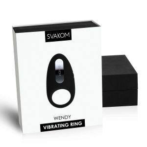 Чёрное эрекционное виброкольцо Wendy Black Svakom SRING-02 - цена 