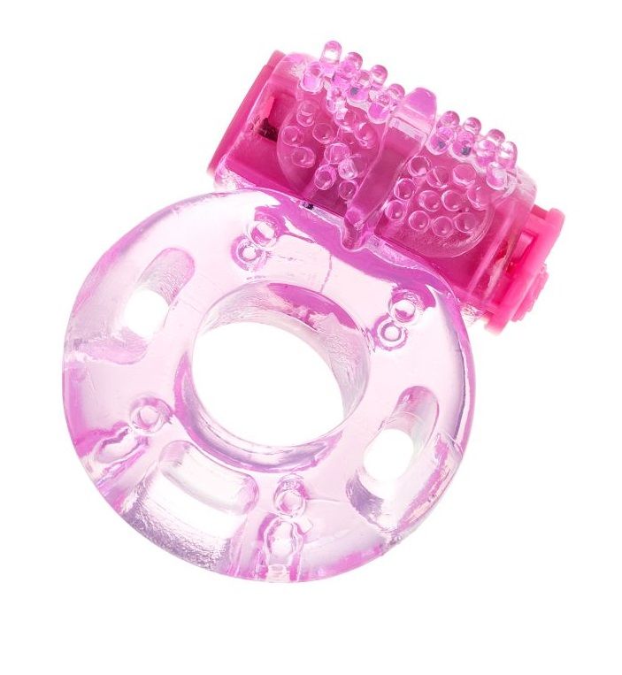 Розовое эрекционное виброкольцо из эластичного геля ToyFa 818040-3 - цена 