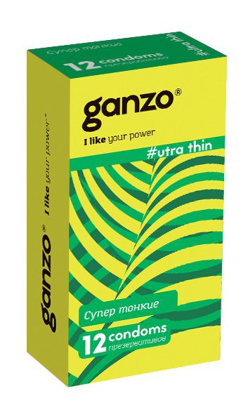 Ультратонкие презервативы Ganzo Ultra thin - 12 шт. Ganzo Ganzo Ultra thin №12 - цена 630 р.