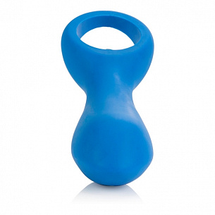 Голубой вибратор с ручкой-кольцом Posh Silicone O Probes - 15 см. California Exotic Novelties SE-2107-05-3 - цена 