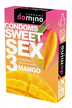 Презервативы для орального секса DOMINO Sweet Sex с ароматом манго - 3 шт. Domino DOMINO Sweet Sex Mango №3 с доставкой 