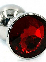Серебристая хромированная анальная пробка с красным кристаллом - 7 см. Kanikule KL-H012S с доставкой 
