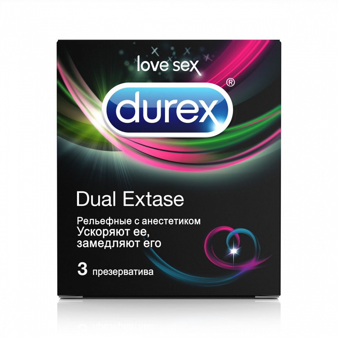 Рельефные презервативы с анестетиком Durex Dual Extase - 3 шт. Durex Durex Dual Extase №3 - цена 