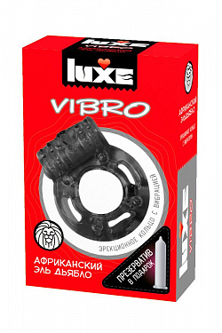 Чёрное эрекционное виброкольцо Luxe VIBRO  Африканский Эль Дьябло  + презерватив Luxe Luxe VIBRO  Африканский Эль Дьябло  new с доставкой 