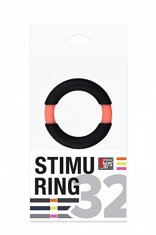 Чёрное эрекционное кольцо NEON STIMU RING 32MM BLACK/ORANGE Dream Toys 21037 - цена 